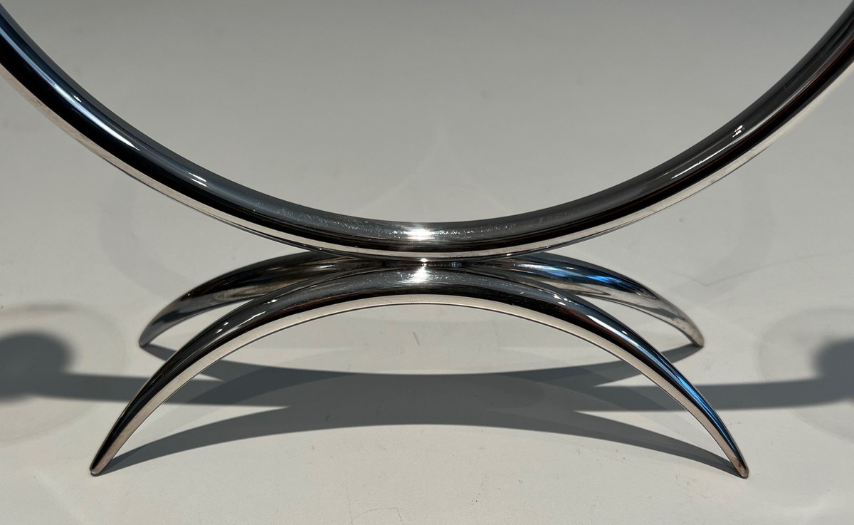 Bougeoir Design en Métal Argenté et Plexiglass à 2 Bougies, Vers 1970-photo-7
