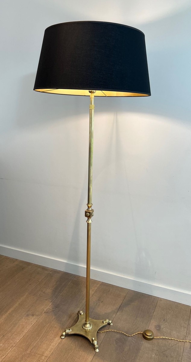 Neoclassical Brass Floor Lamp With Claw Feet, By Maison Jansen, French Work, Circa 1940-photo-2