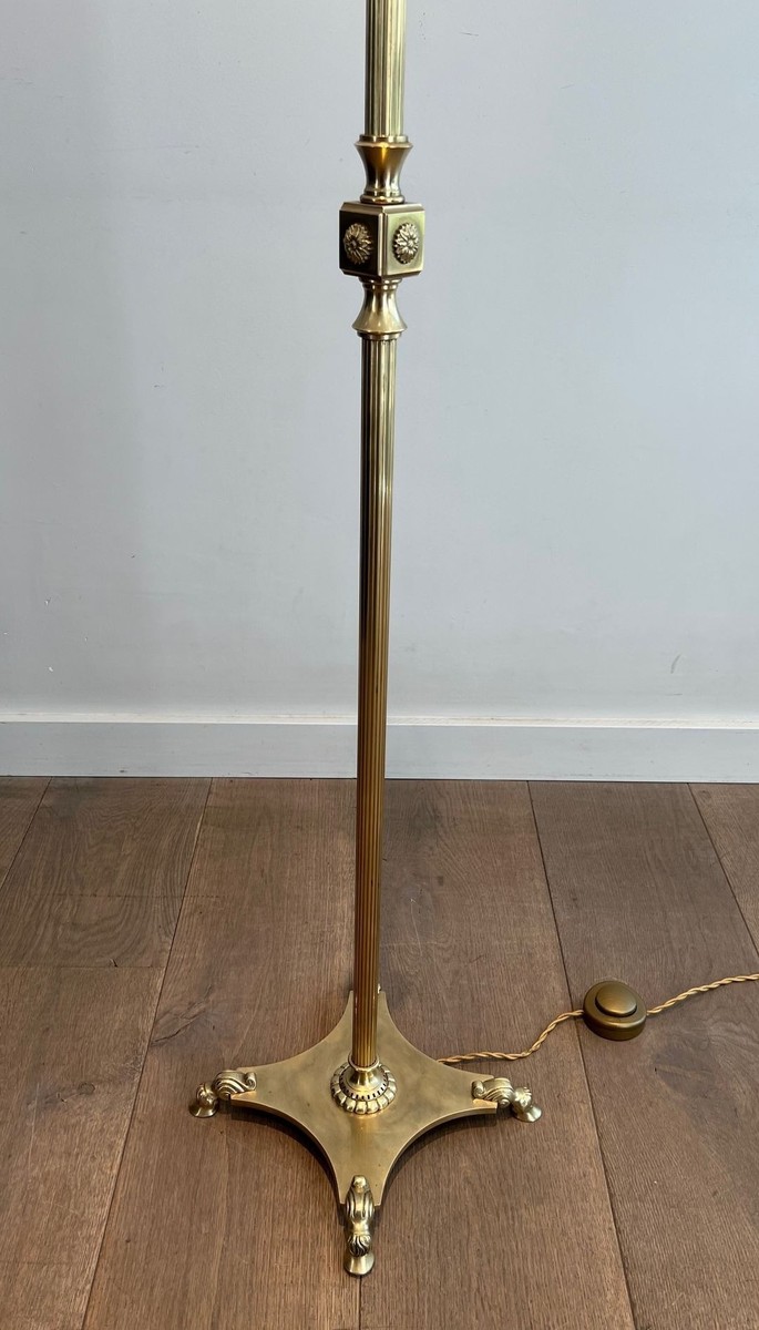 Neoclassical Brass Floor Lamp With Claw Feet, By Maison Jansen, French Work, Circa 1940-photo-1