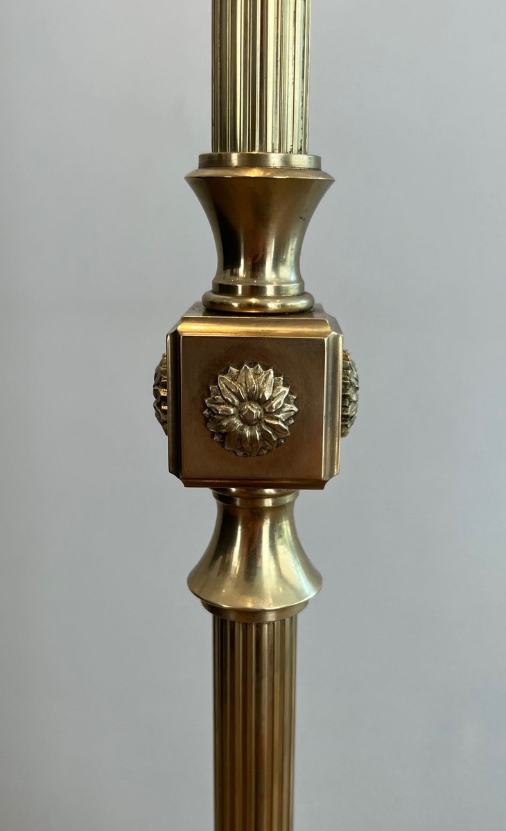 Neoclassical Brass Floor Lamp With Claw Feet, By Maison Jansen, French Work, Circa 1940-photo-4
