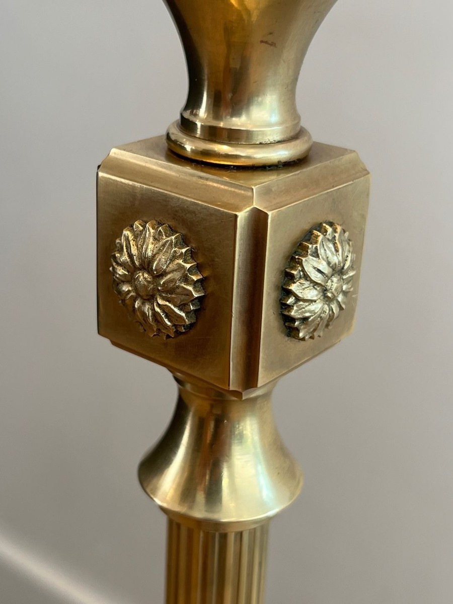 Neoclassical Brass Floor Lamp With Claw Feet, By Maison Jansen, French Work, Circa 1940-photo-5