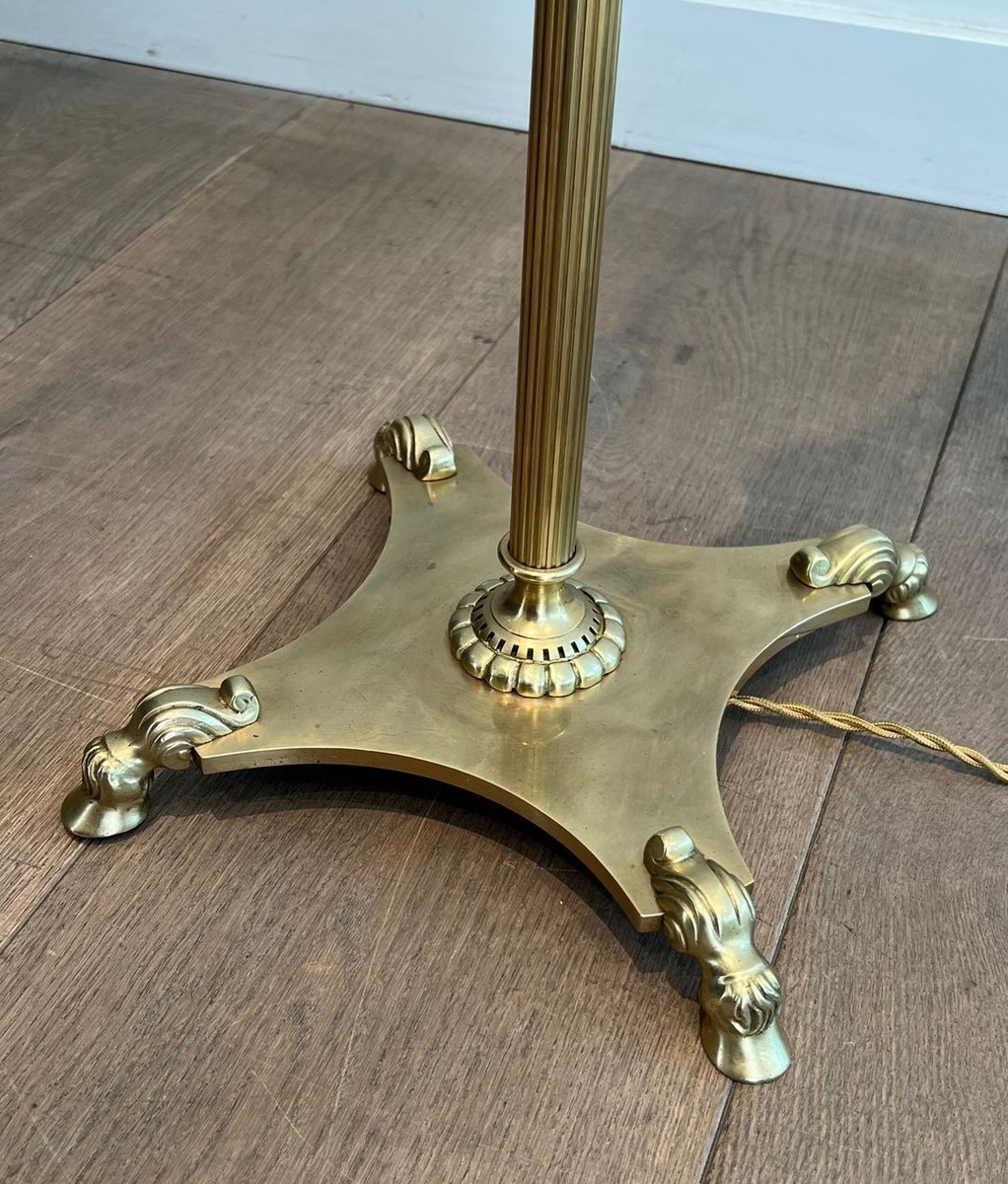 Neoclassical Brass Floor Lamp With Claw Feet, By Maison Jansen, French Work, Circa 1940-photo-6