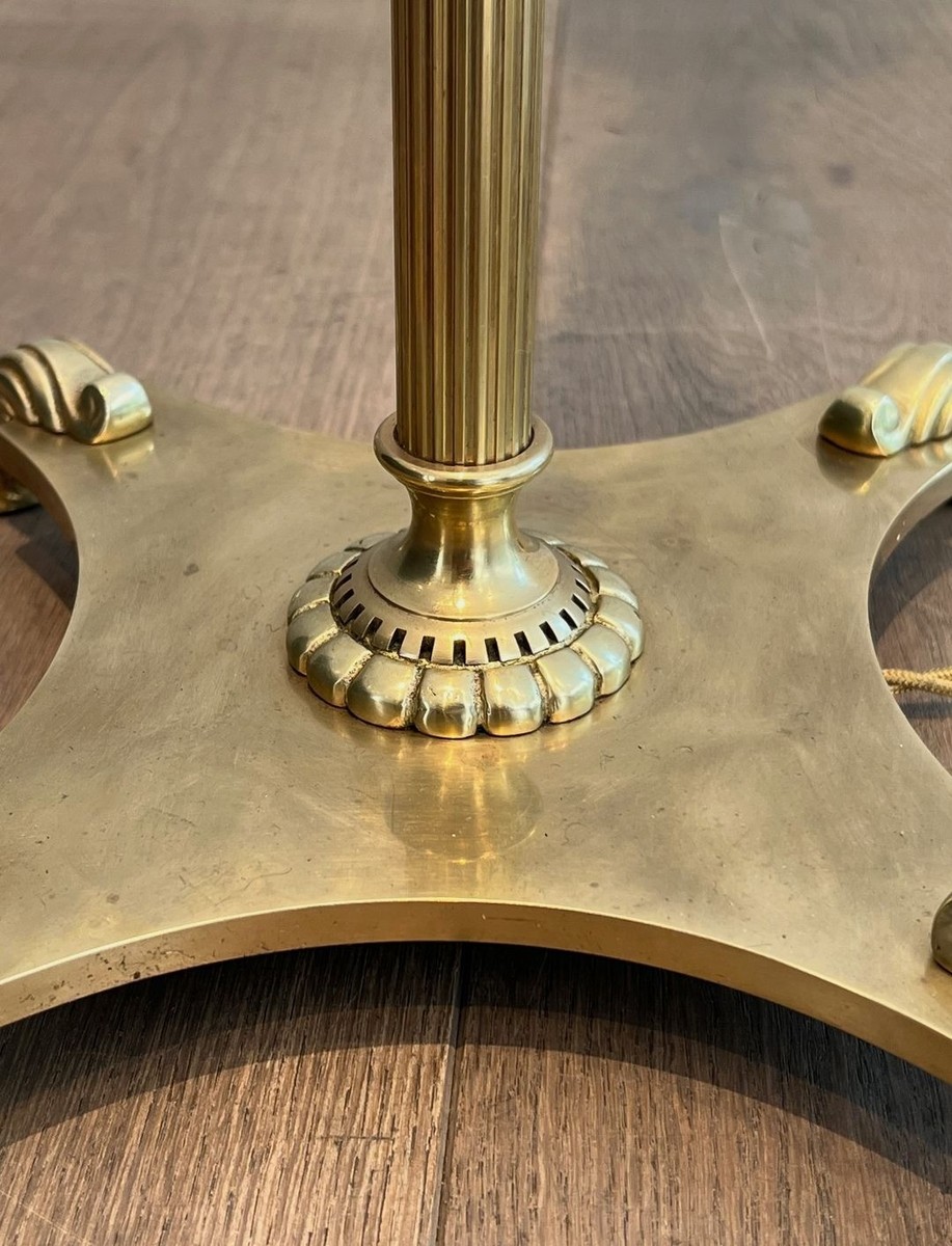 Neoclassical Brass Floor Lamp With Claw Feet, By Maison Jansen, French Work, Circa 1940-photo-7