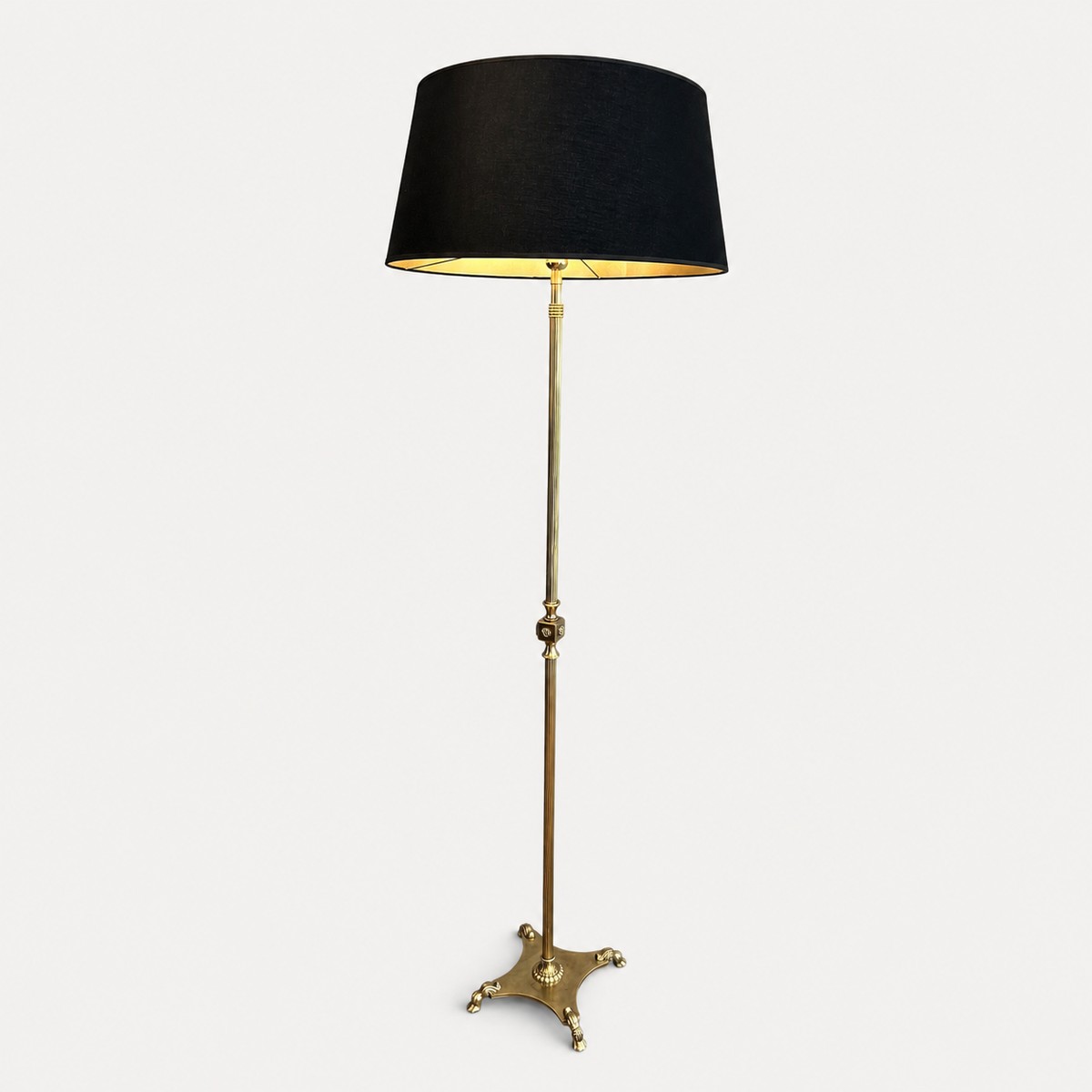 Neoclassical Brass Floor Lamp With Claw Feet, By Maison Jansen, French Work, Circa 1940
