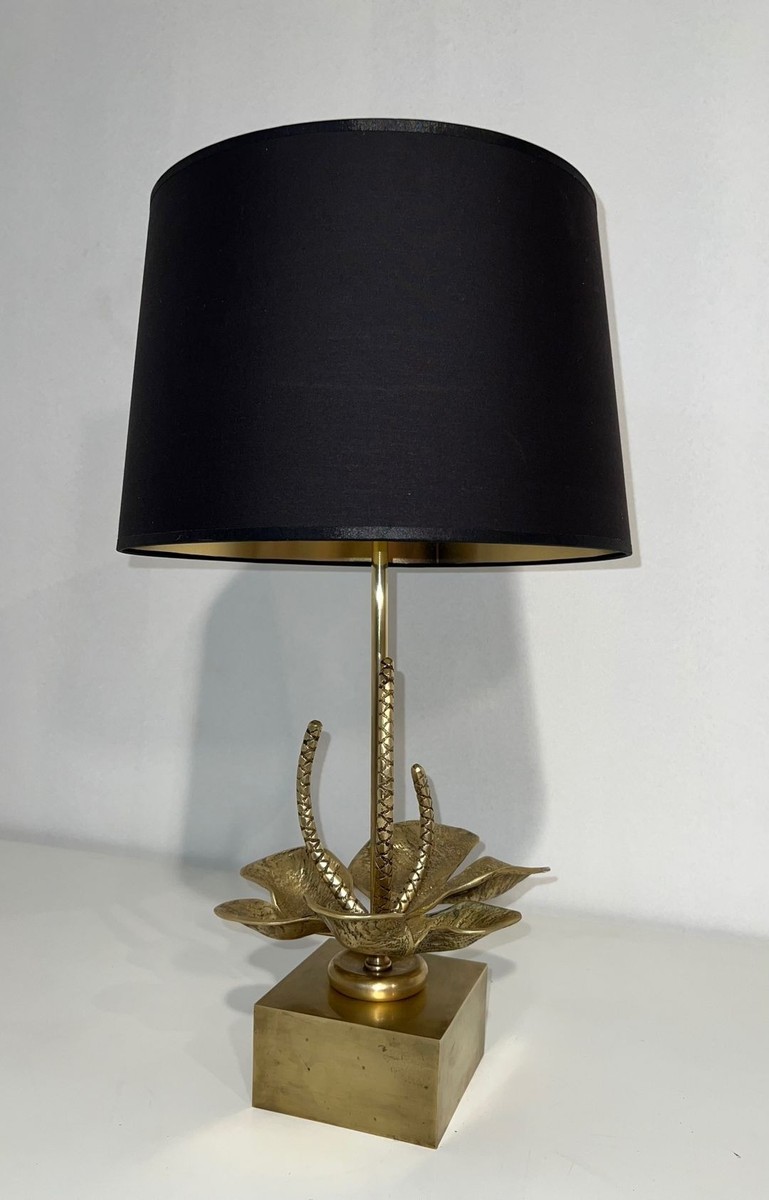 Nénuphar Table Lamp In Bronze And Brass, Attributed To Maison Charles, Circa 1970-photo-4