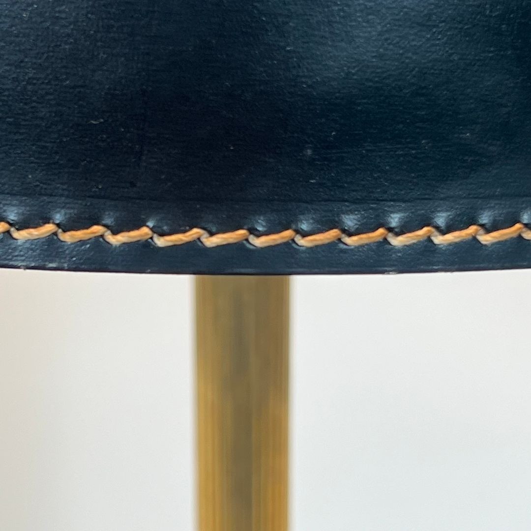 Black Leather And Brass Desk Lamp In The Style Of Jacques Adnet-photo-5