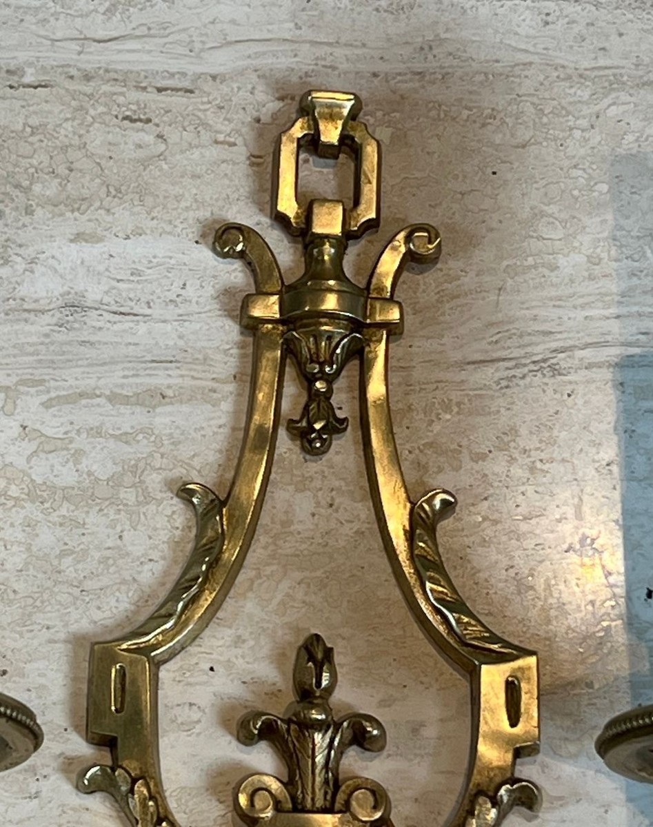 Pair Of Louis The 16th Style Bronze Wall Lights By Lucien Gau-photo-6