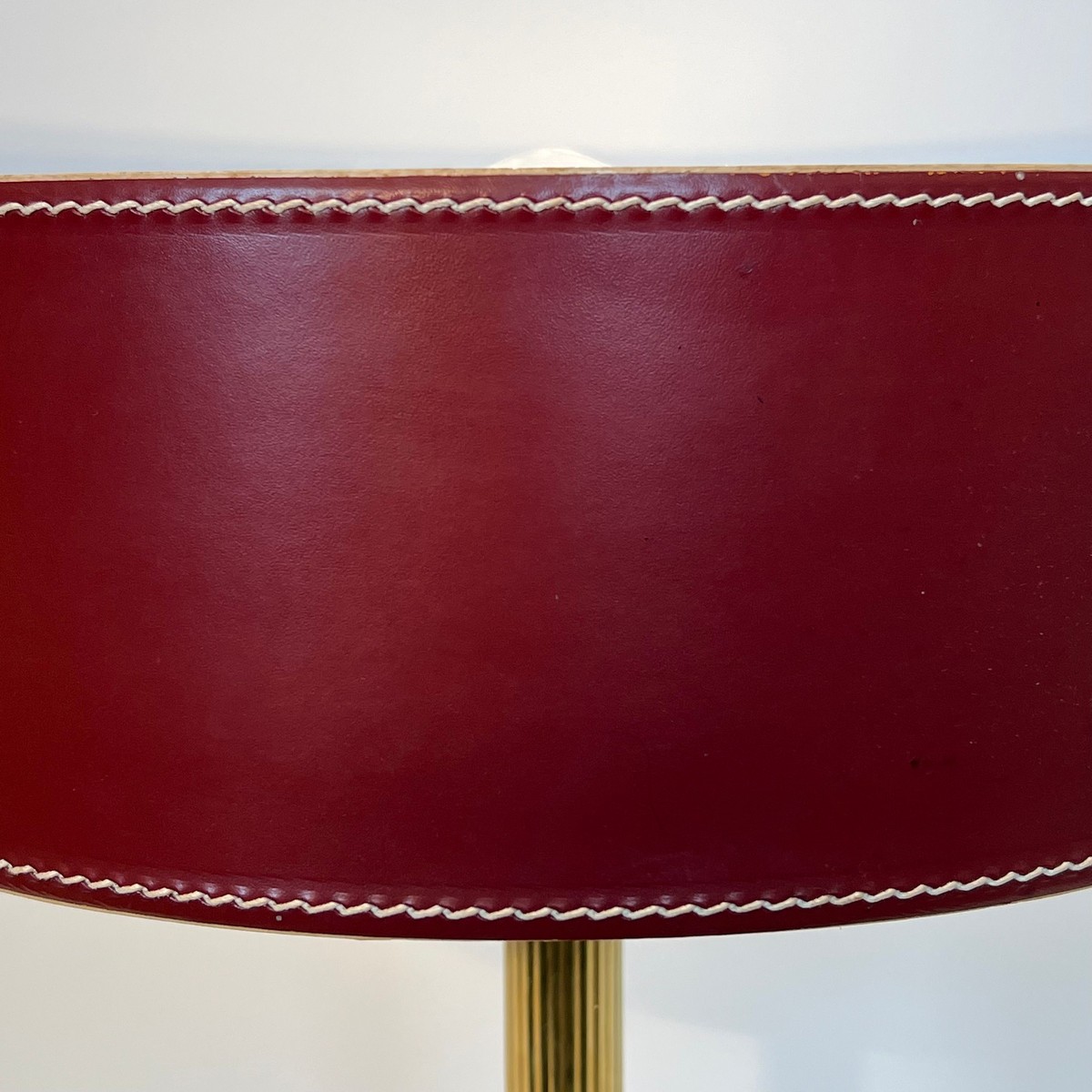Desk Lamp In Red Leather And Brass In The Style Of Jacques Adnet, Circa 1970-photo-5