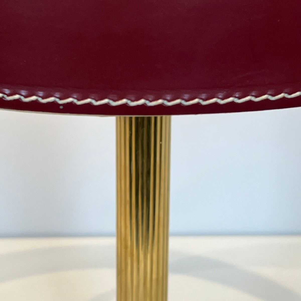 Desk Lamp In Red Leather And Brass In The Style Of Jacques Adnet, Circa 1970-photo-6