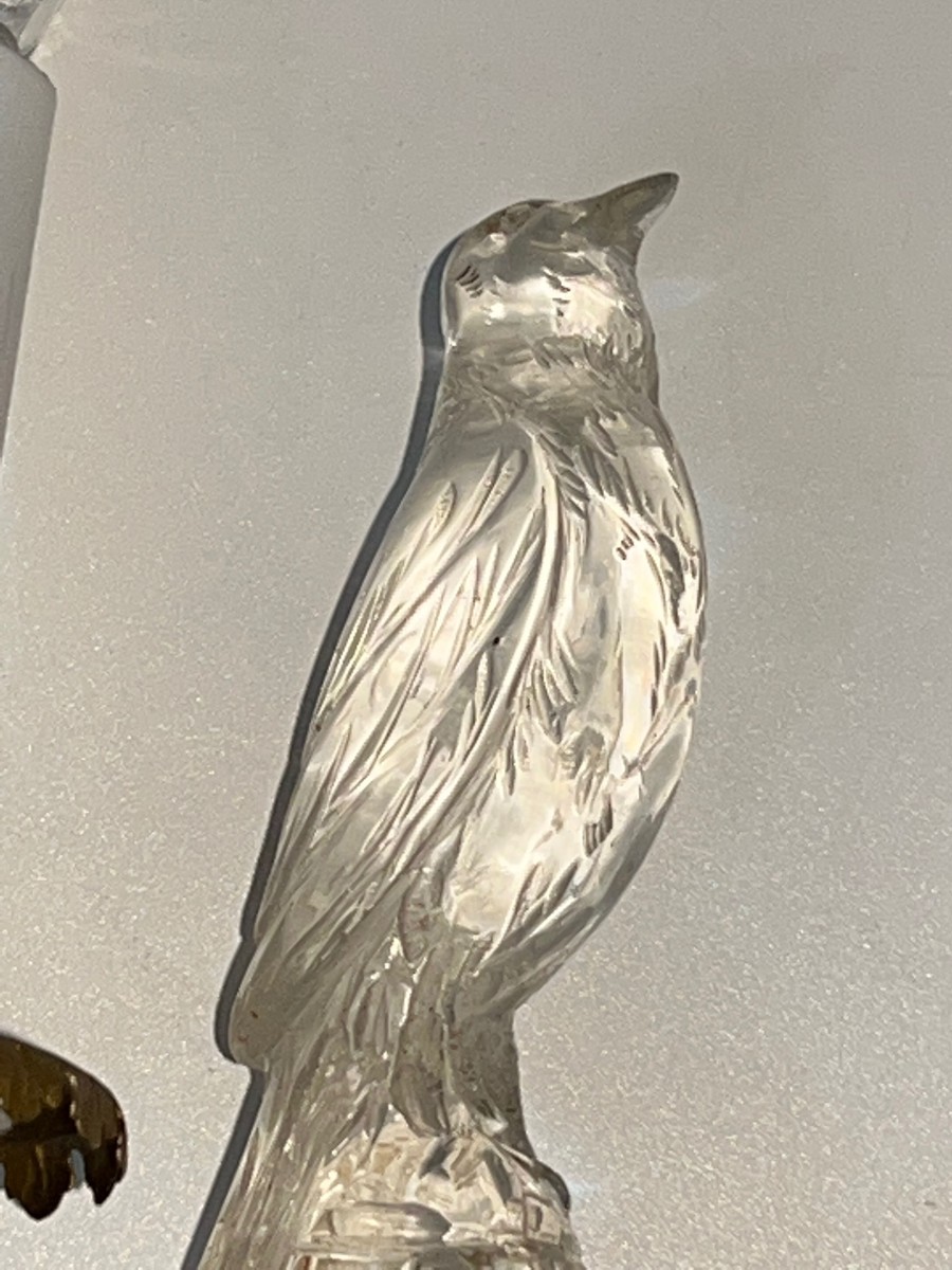 Pair Of Moulded Glass And Crystal Parrot Sconces With Two Light Arms. French Work Maison Baguès-photo-4