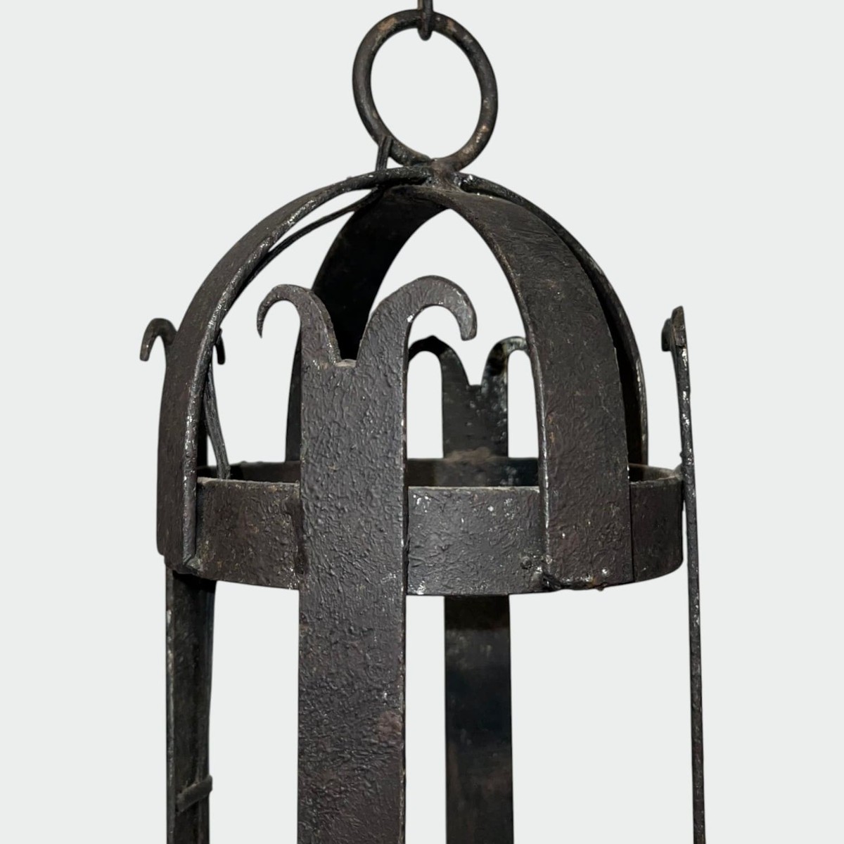 Pair Of Cylindrical Wrought Iron Lanterns. French Work. Circa 1950-photo-5