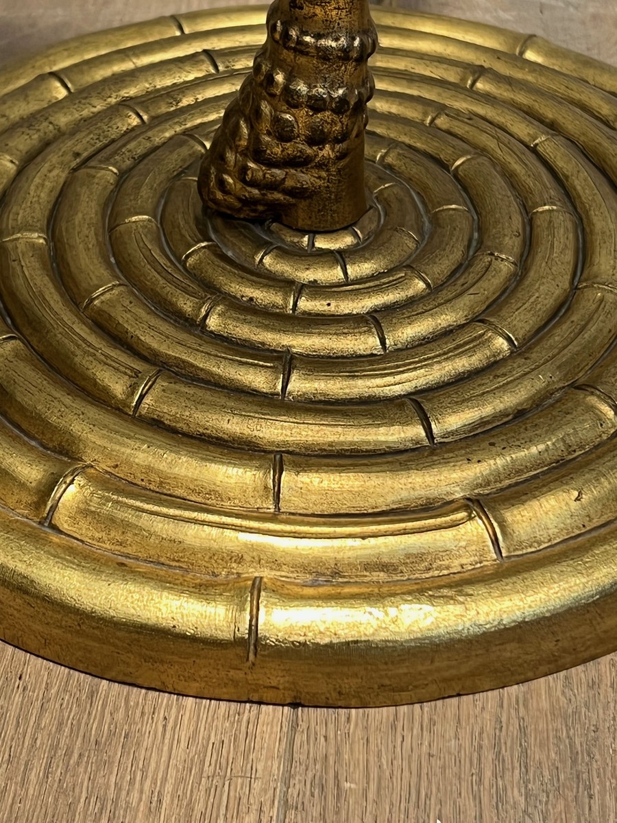 Lampadaire Faux Bambou en Bronze Doré. Base Circulaire. Travail Français Maison Baguès. Vers 19-photo-5