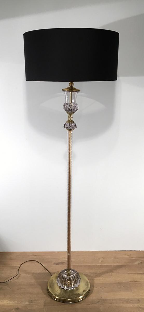 Attributed To Barovier & Toso. Murano Glass Floor Lamp. About 1940-photo-2