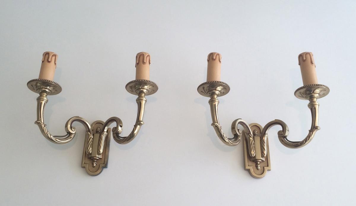 Pair Of Neoclassical Sconces In Bronze. Around 1970