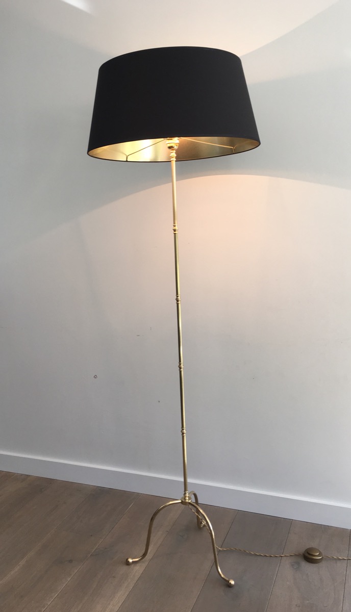 Neoclassical Floor Lamp In Brass. Around 1940-photo-2