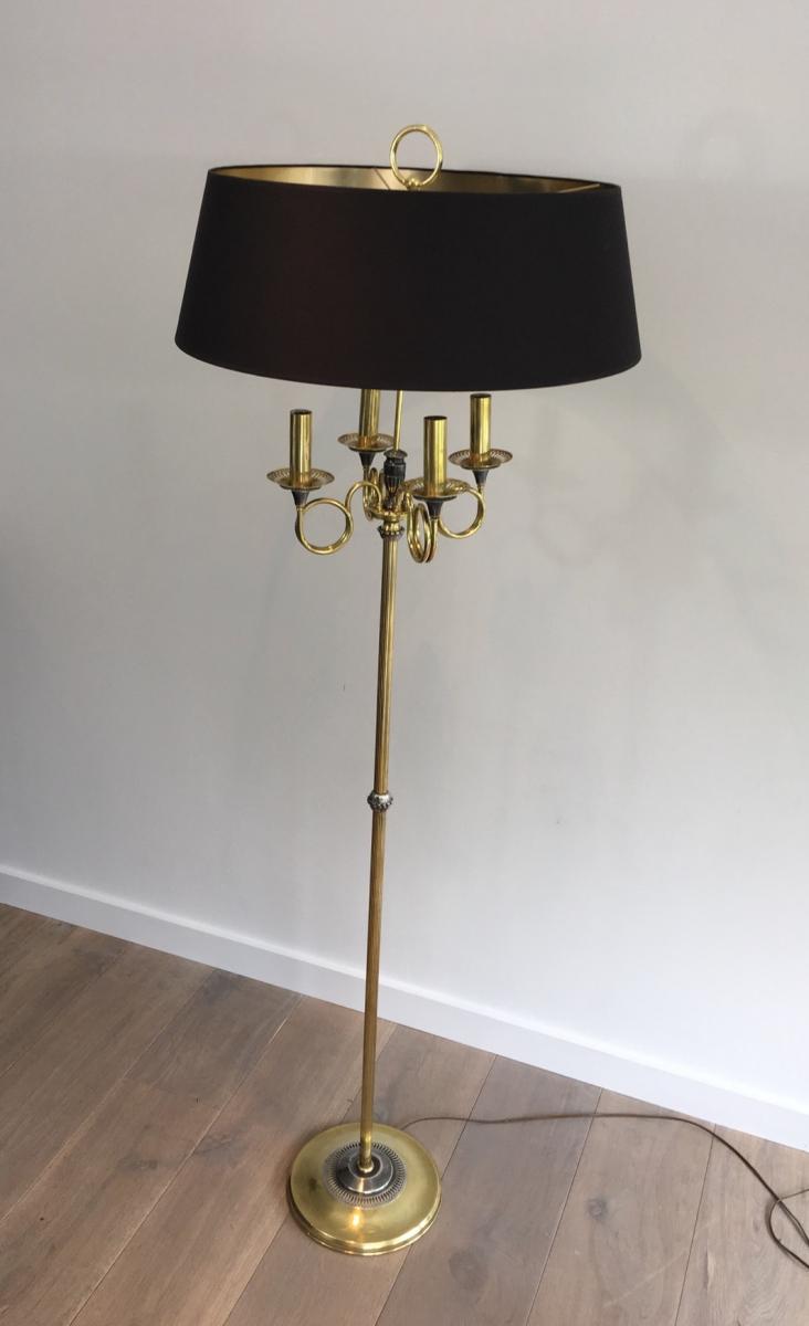 Floor Lamp Parquet Brushed Steel And Brass.