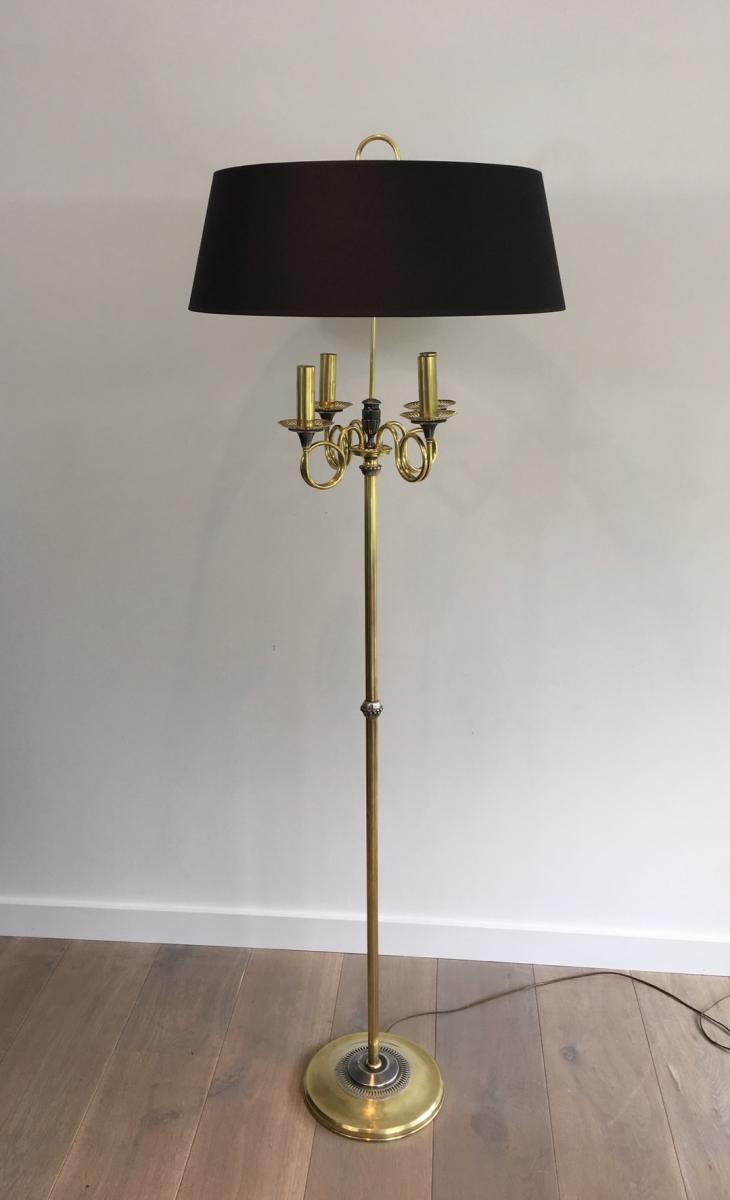 Floor Lamp Parquet Brushed Steel And Brass.-photo-3