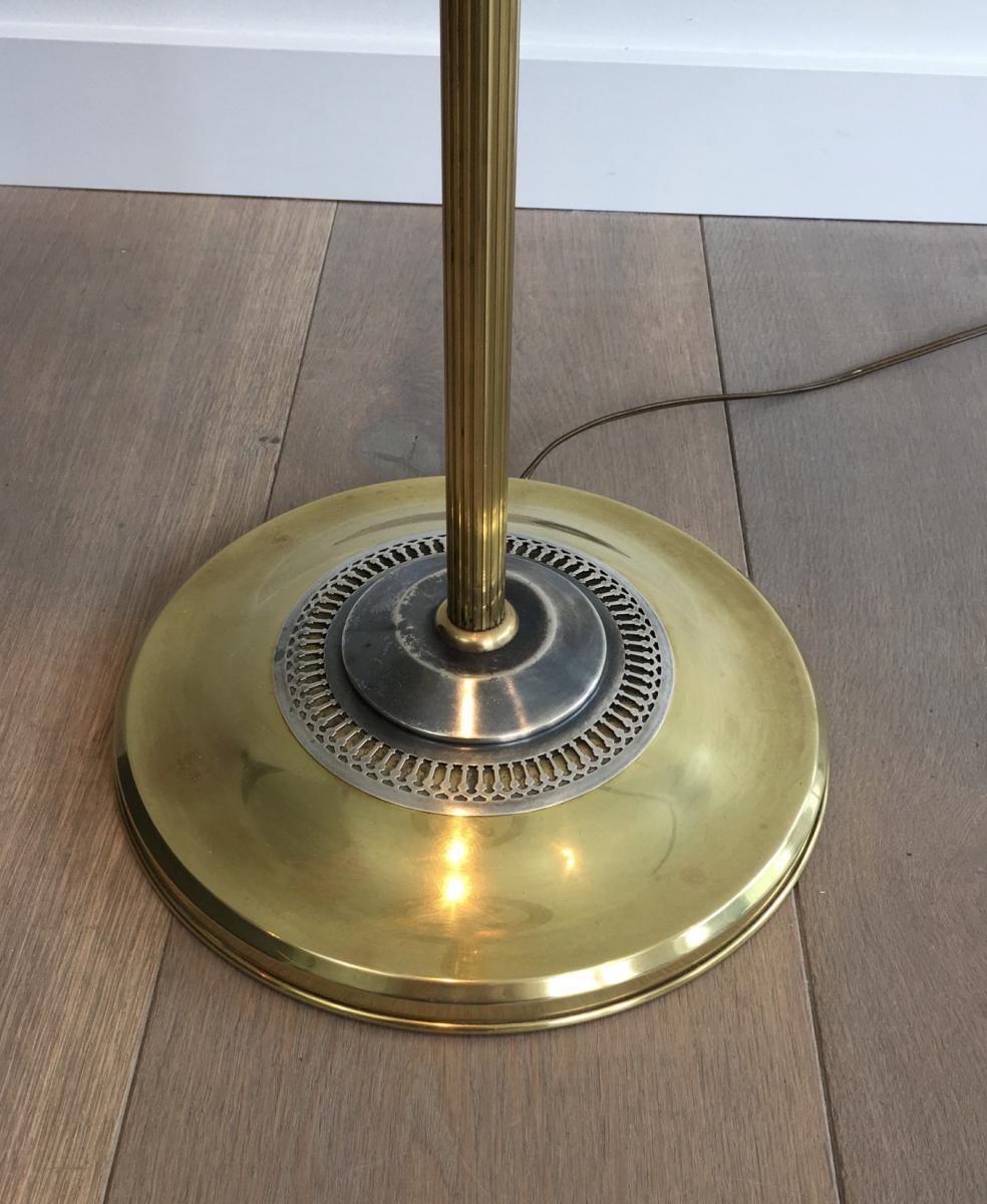 Floor Lamp Parquet Brushed Steel And Brass.-photo-4