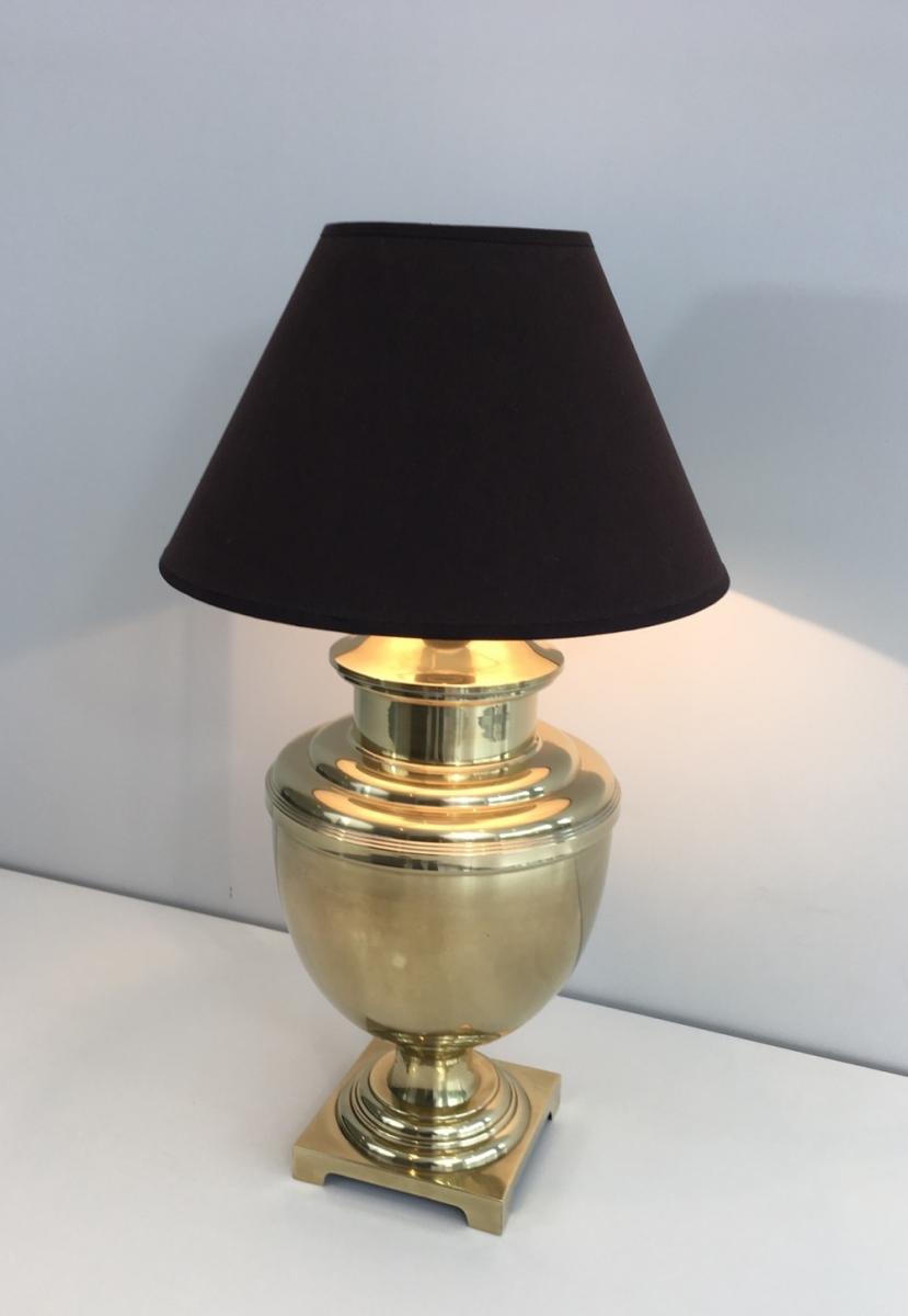 Baluster Brass Table Lamp. French Work In The Neoclassical Style. Circa 1970-photo-3