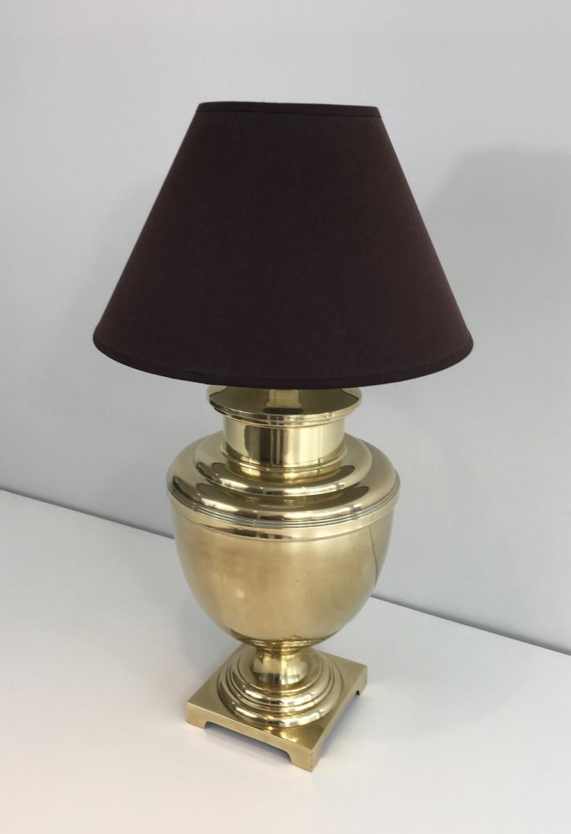 Baluster Brass Table Lamp. French Work In The Neoclassical Style. Circa 1970-photo-7