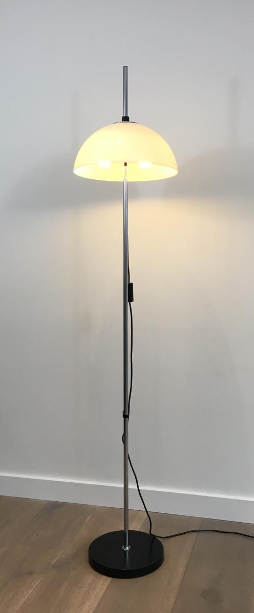 Floor Lamp Chrome, Lacquered Metal And Plexiglass.-photo-2