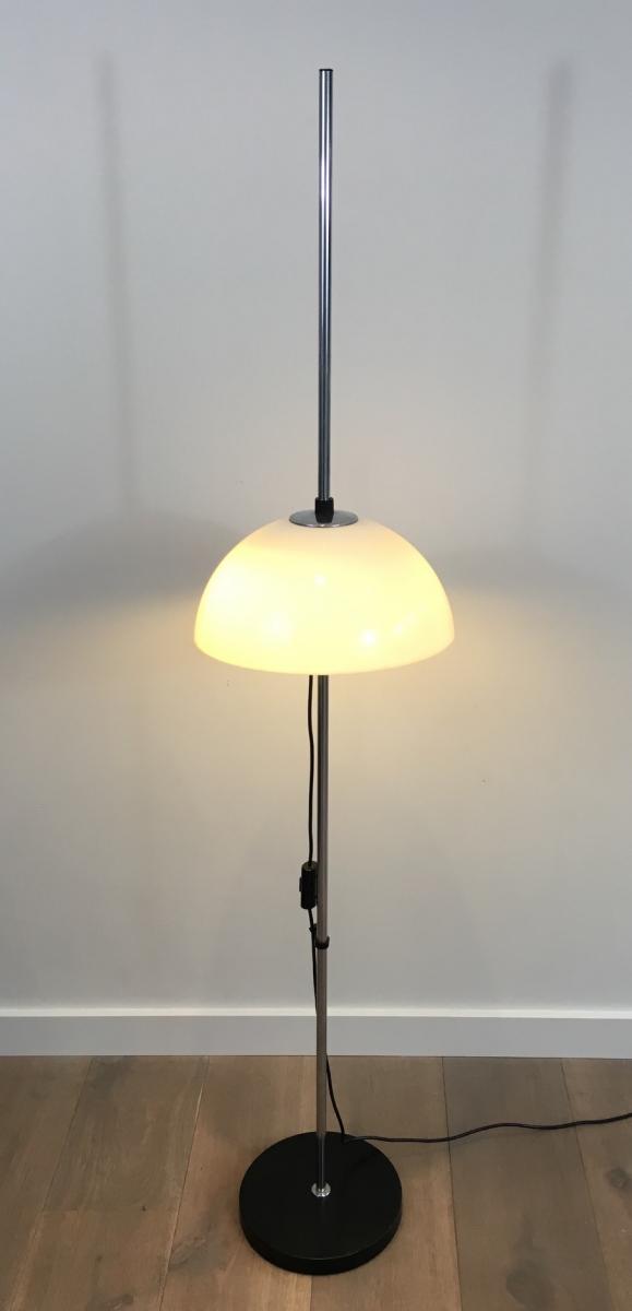 Floor Lamp Chrome, Lacquered Metal And Plexiglass.-photo-4