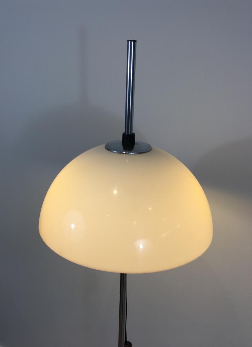 Floor Lamp Chrome, Lacquered Metal And Plexiglass.-photo-1