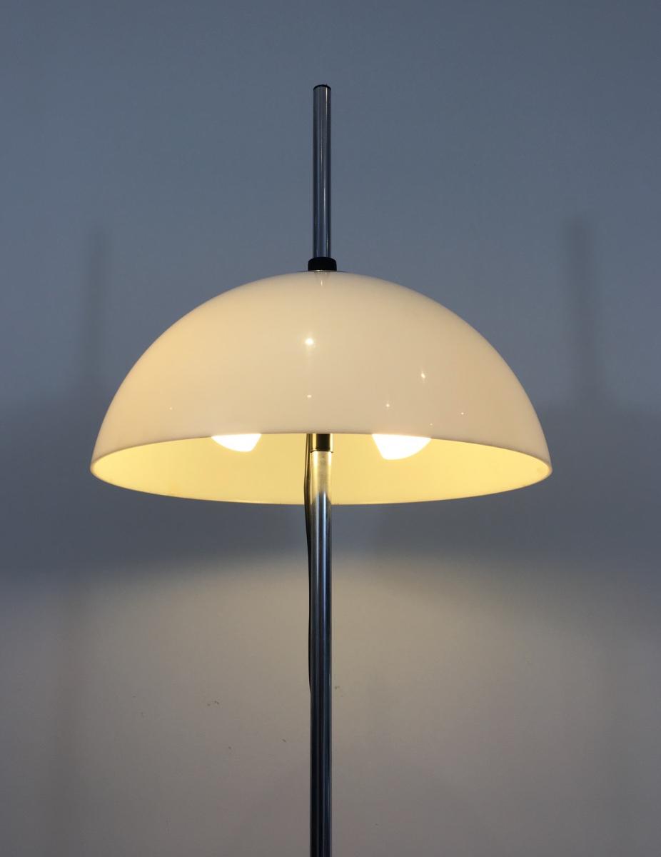 Floor Lamp Chrome, Lacquered Metal And Plexiglass.-photo-2