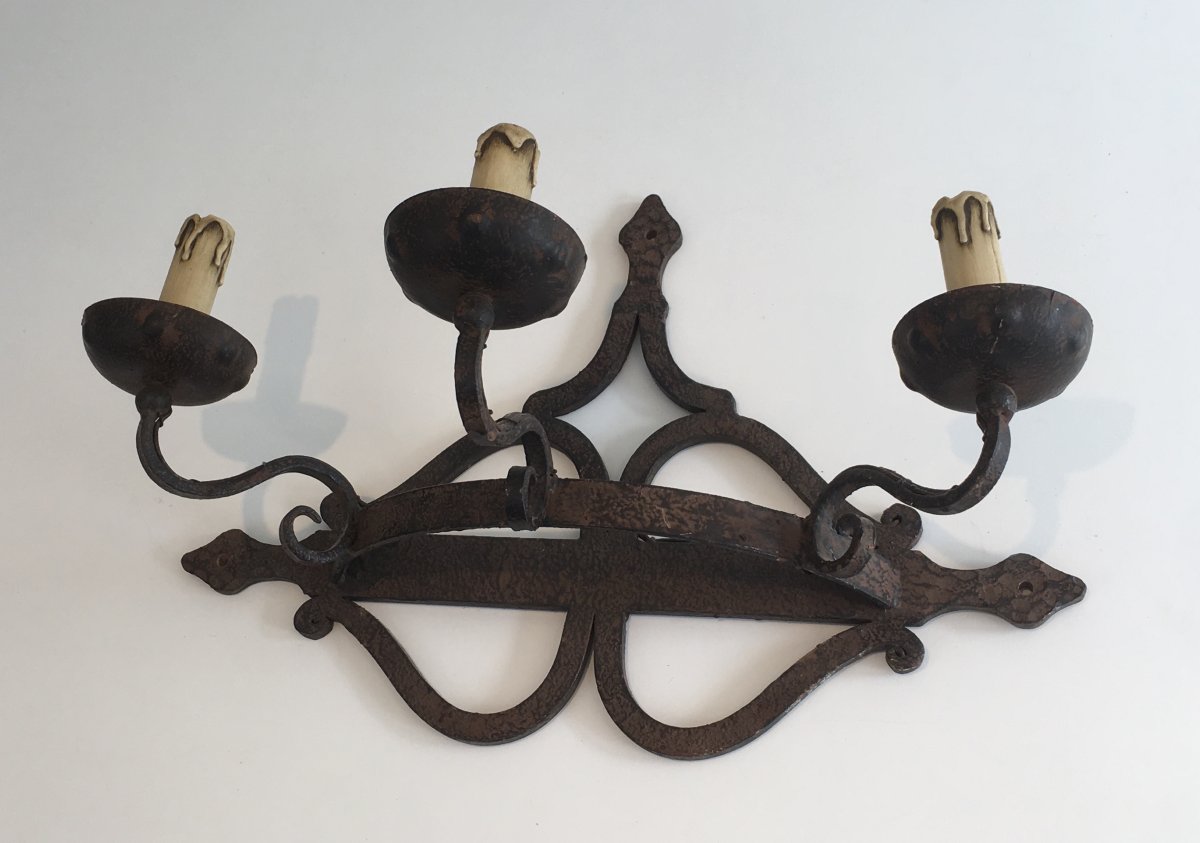 Large Wrought Iron Wall Sconce. French. Circa 1950