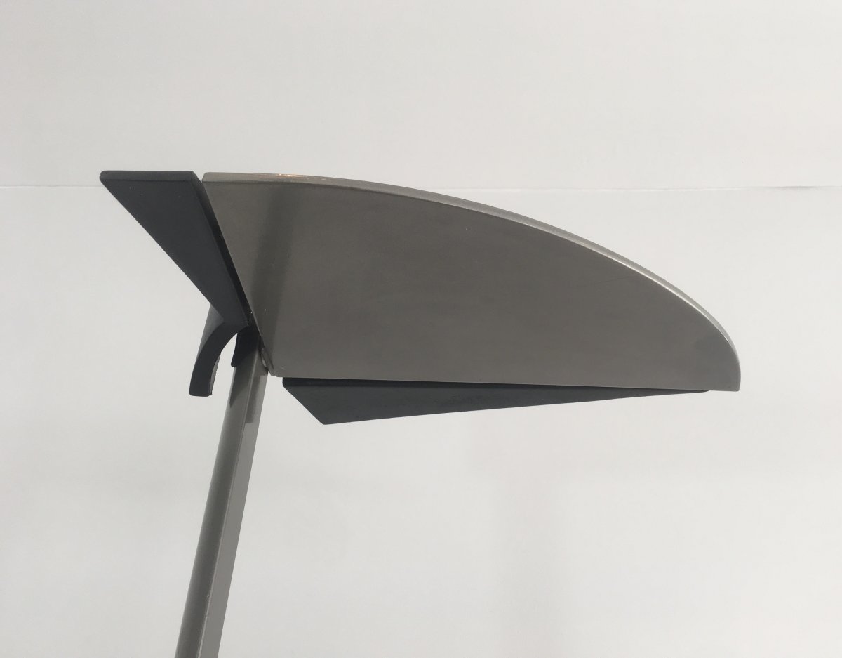 Bruno Gecchelin For Gruppo Skipper. Floor Lamp In Grey Enamel With Mat Black Rubber Details-photo-2