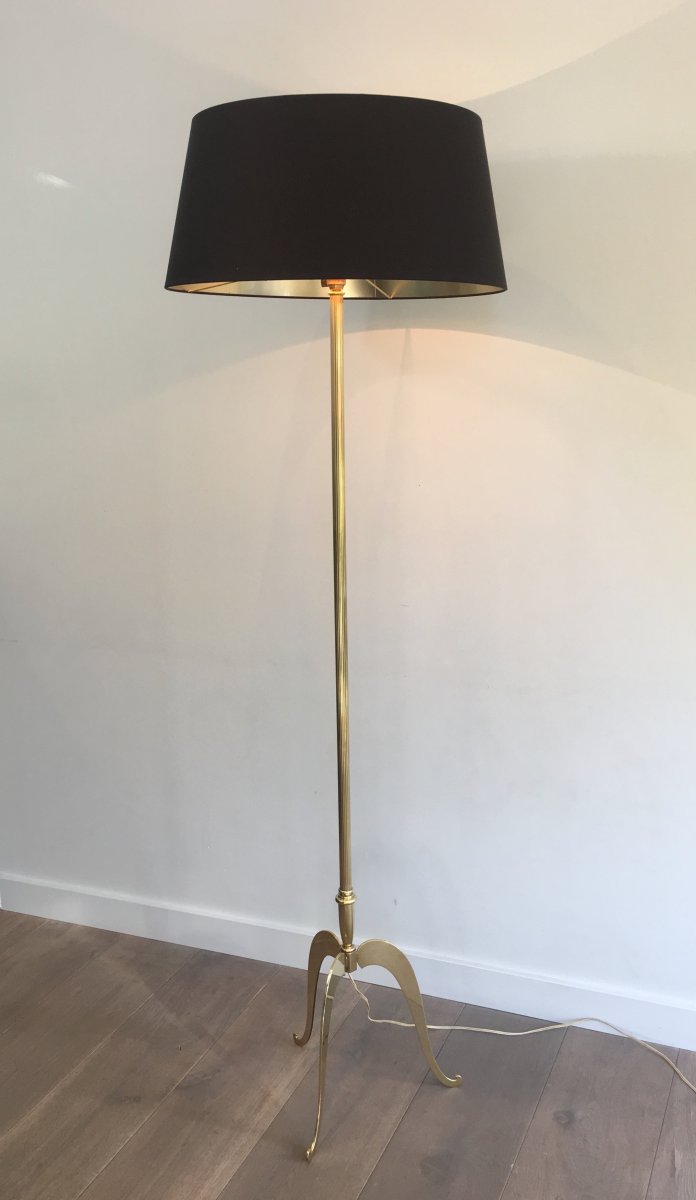 Neoclassical Style Brass Floor Lamp. French. Circa 1940-photo-8