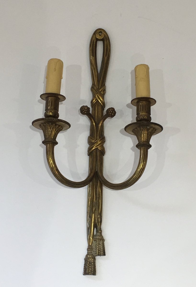 Paire D 'appliques En Bronze De Stye Louis XVI. Travail Français. Vers 1940-photo-3