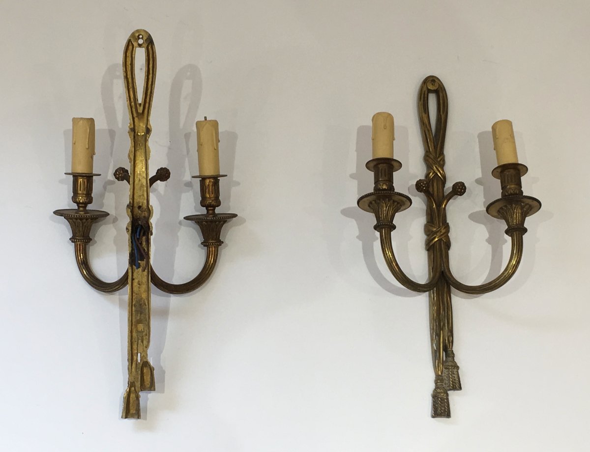 Louis The 16th Style Bronze Wall Sconces. French. Circa 1940-photo-6