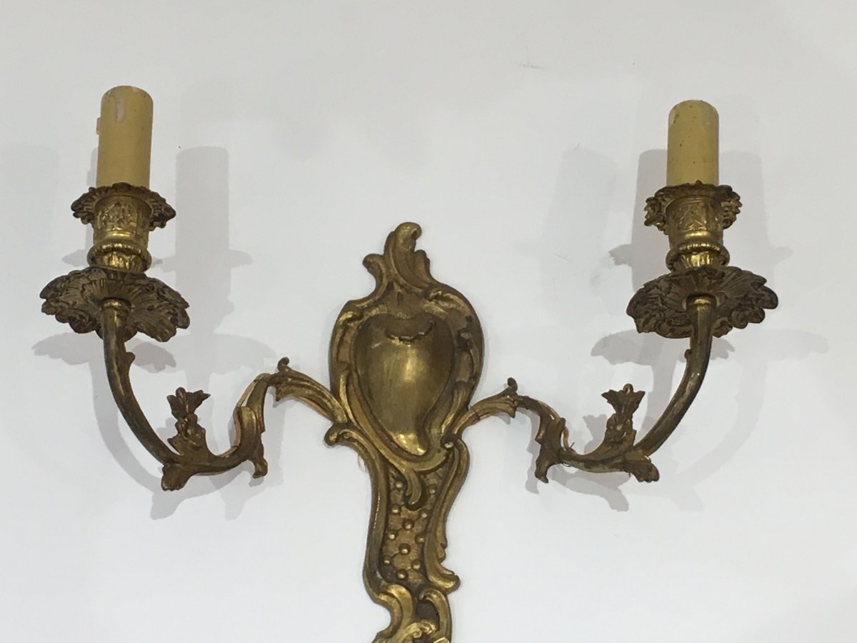 Pair Of Louis The 15th Style Bronze Wall Sconces. French. Circa 1920-photo-3