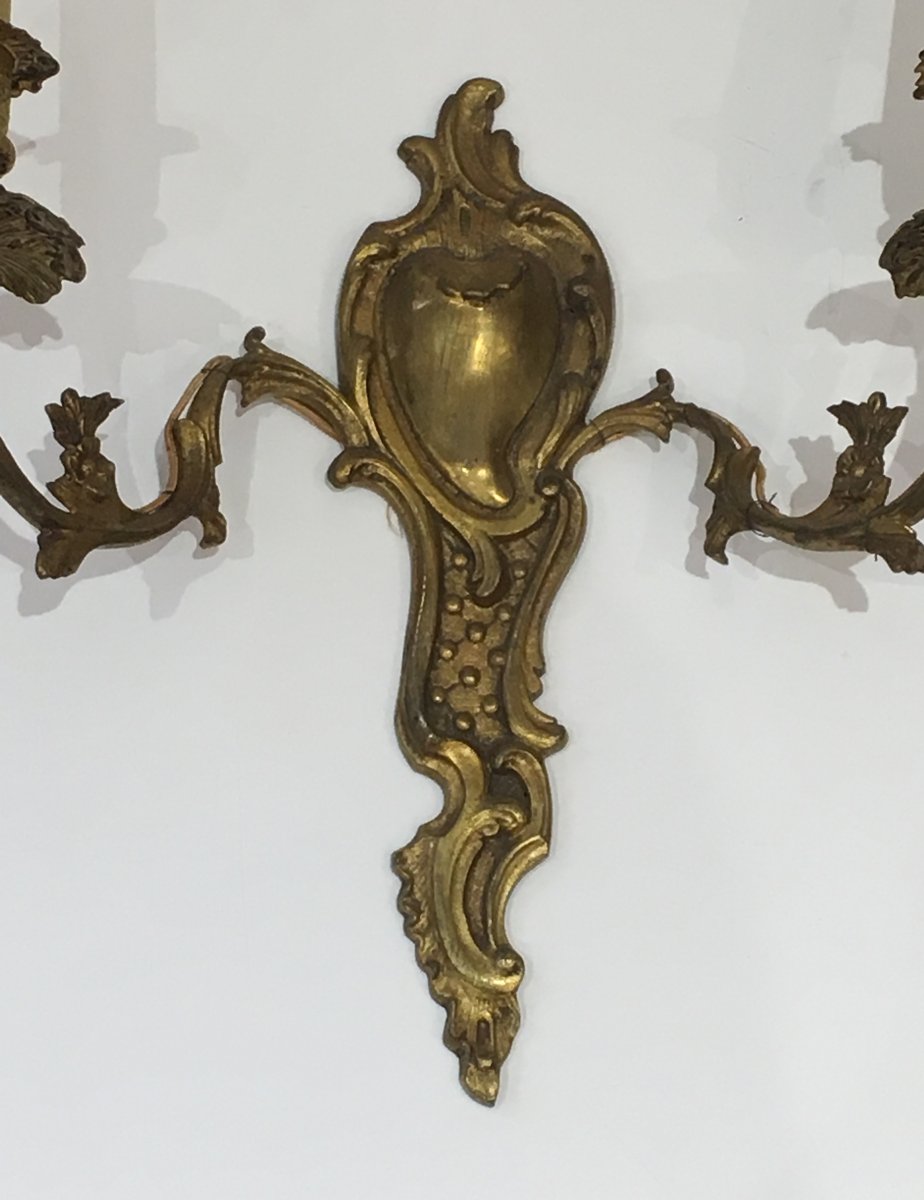 Pair Of Louis The 15th Style Bronze Wall Sconces. French. Circa 1920-photo-4