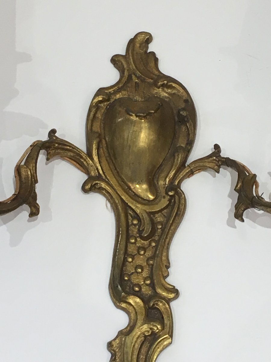 Pair Of Louis The 15th Style Bronze Wall Sconces. French. Circa 1920-photo-1