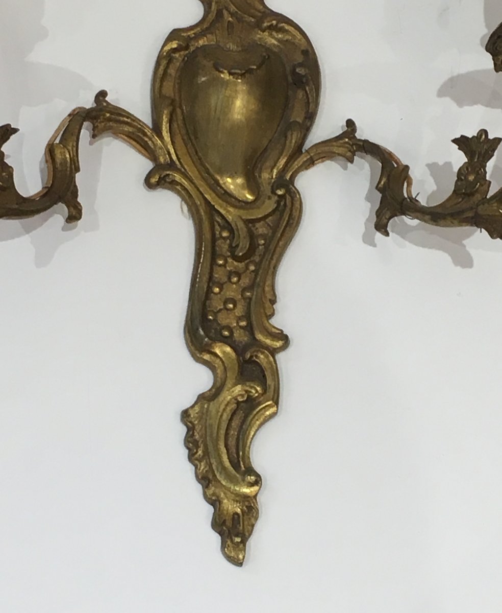 Pair Of Louis The 15th Style Bronze Wall Sconces. French. Circa 1920-photo-2