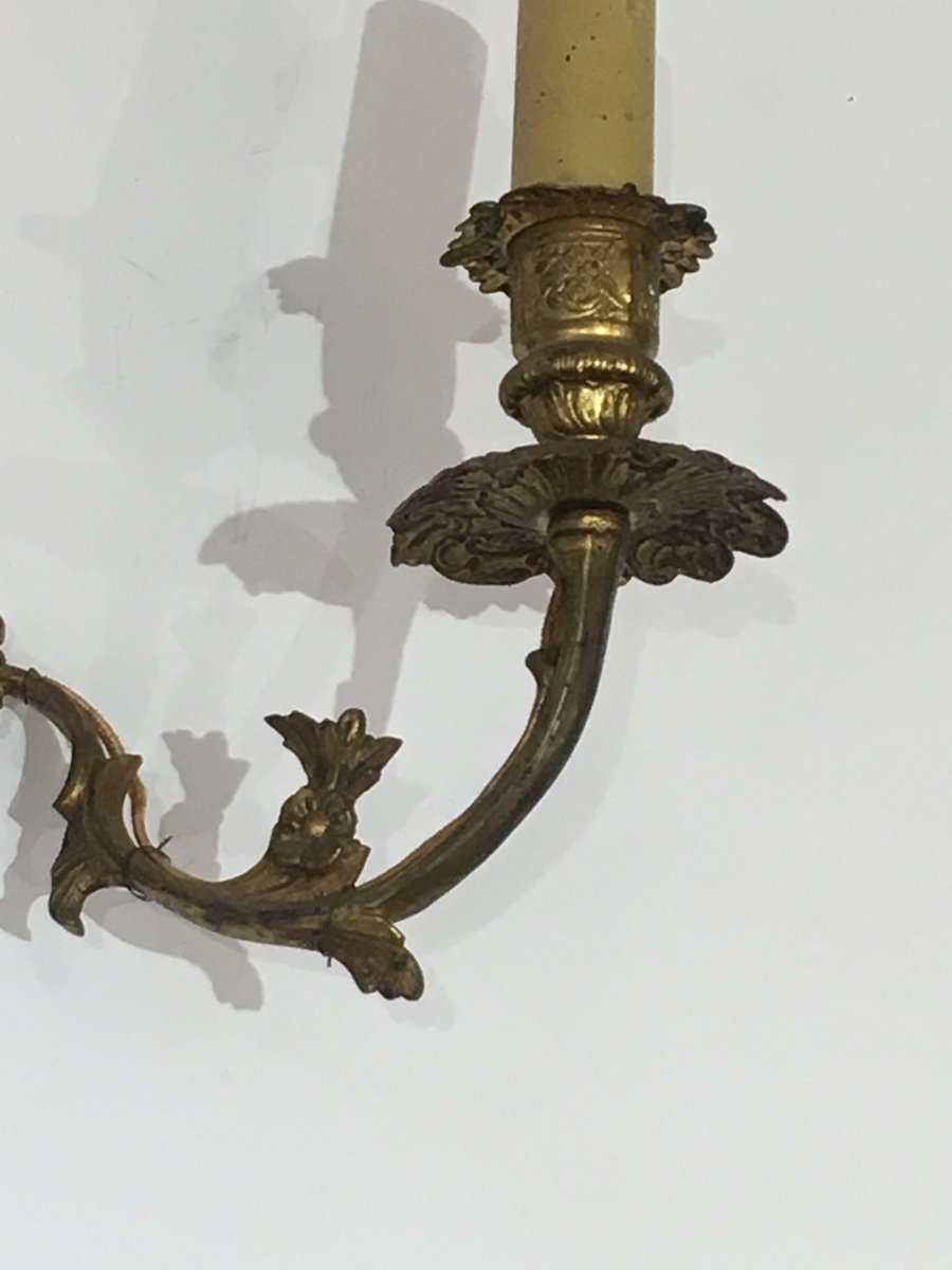 Pair Of Louis The 15th Style Bronze Wall Sconces. French. Circa 1920-photo-3