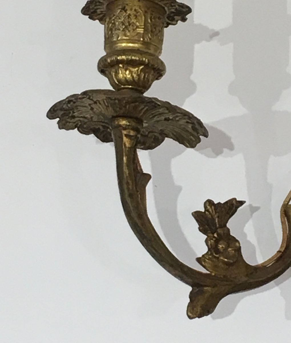 Pair Of Louis The 15th Style Bronze Wall Sconces. French. Circa 1920-photo-5