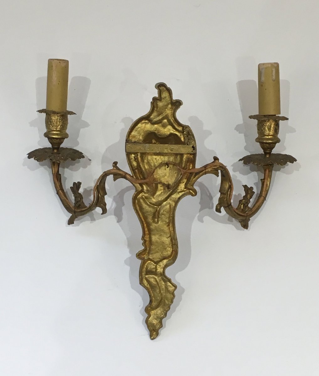 Pair Of Louis The 15th Style Bronze Wall Sconces. French. Circa 1920-photo-6