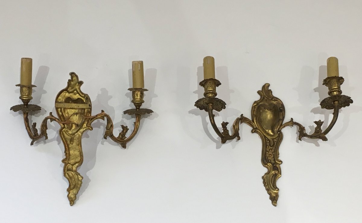 Pair Of Louis The 15th Style Bronze Wall Sconces. French. Circa 1920-photo-7