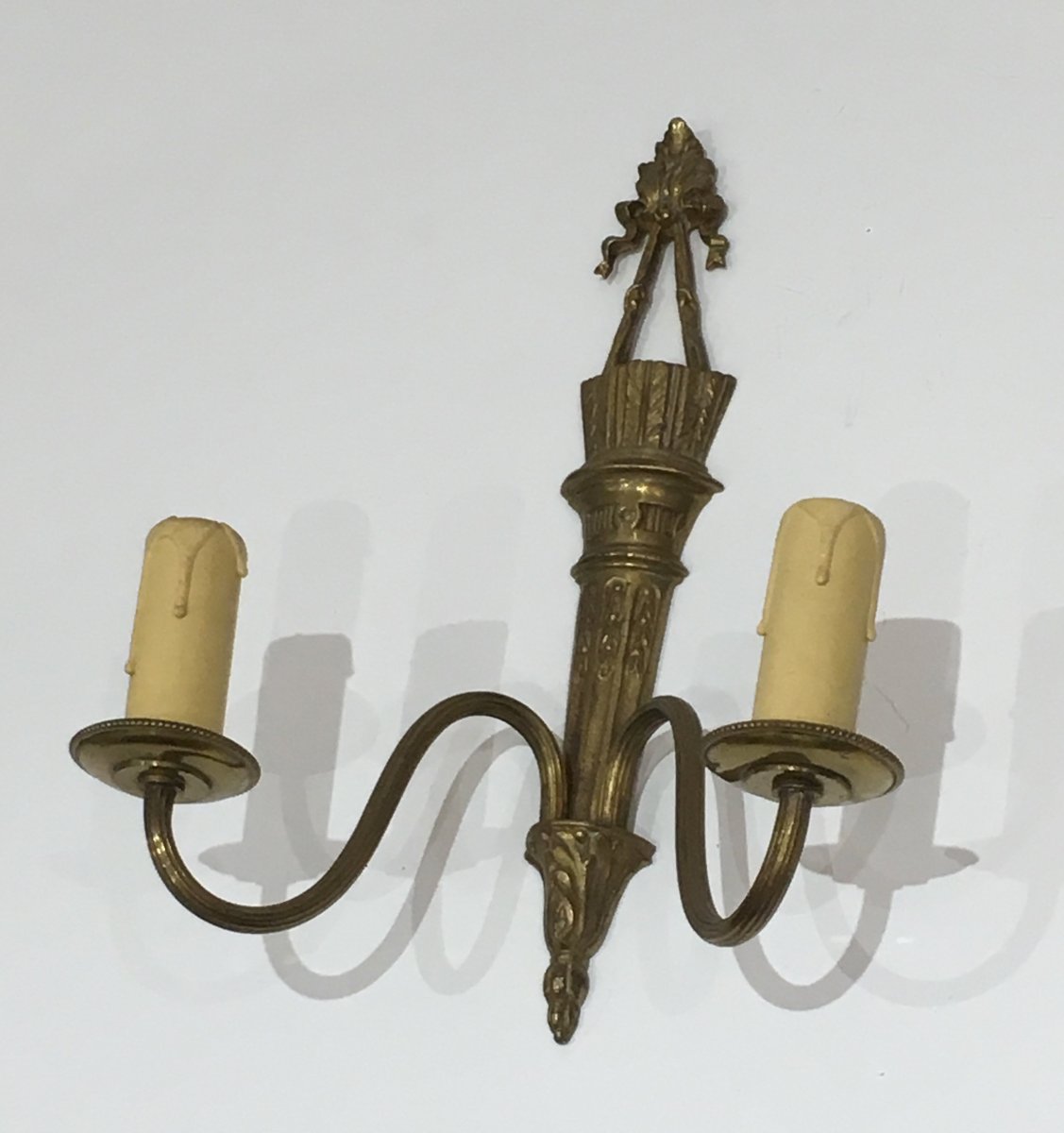 Pair Of Louis The 16th Style Bronze Wall Lights  With Quiver And Ribbons. French-photo-5