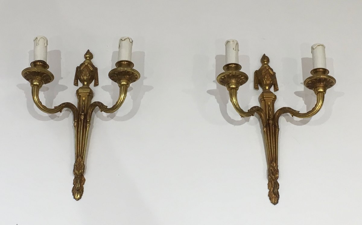 Pair Of Louis The 16th Style Bronze Wall Sconces. French. Circa 1940-photo-8