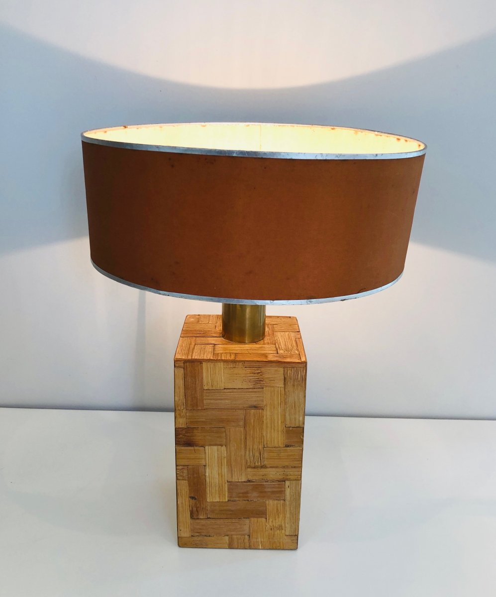 Straw Marquetry Table Lamp. French. Circa 1950