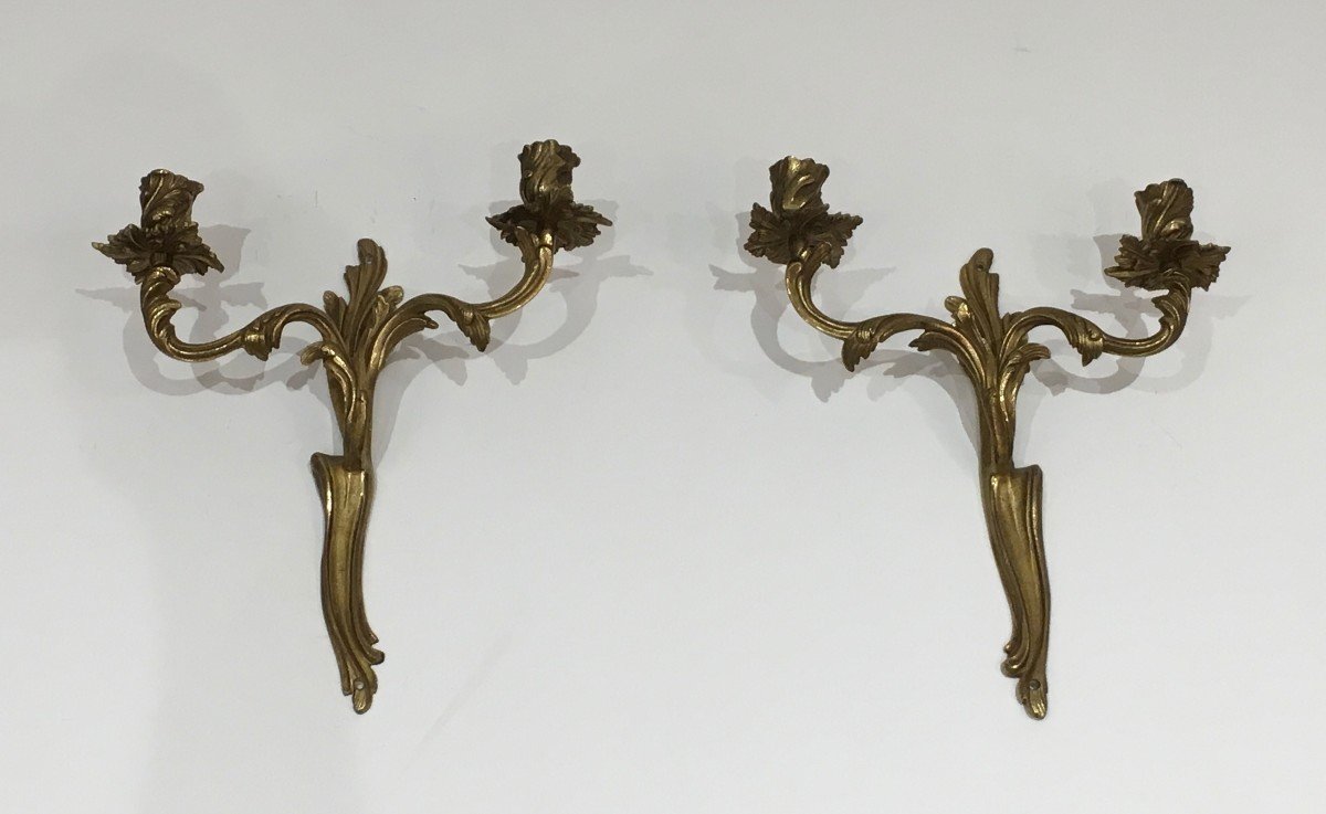 Paire d'Appliques En Bronze De Style Louis XV. Travail Français. Vers 1950-photo-2