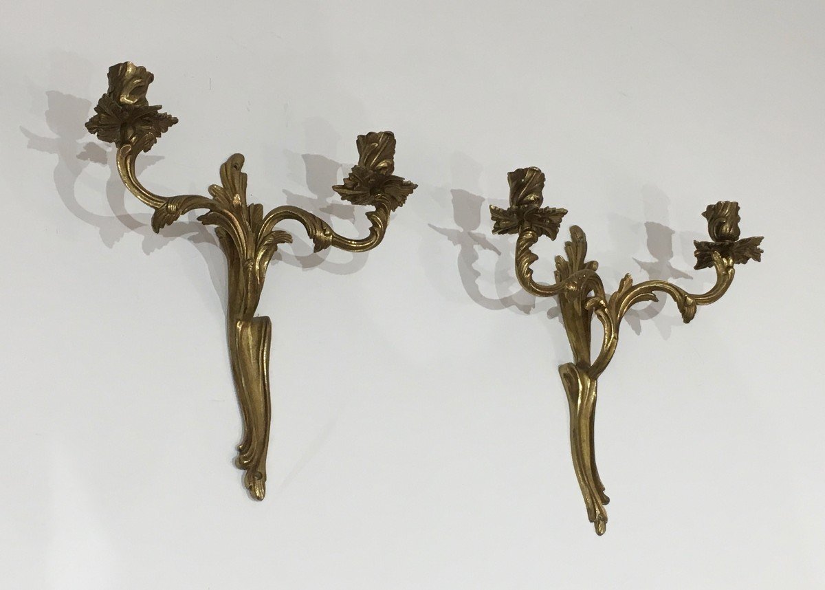 Paire d'Appliques En Bronze De Style Louis XV. Travail Français. Vers 1950-photo-3