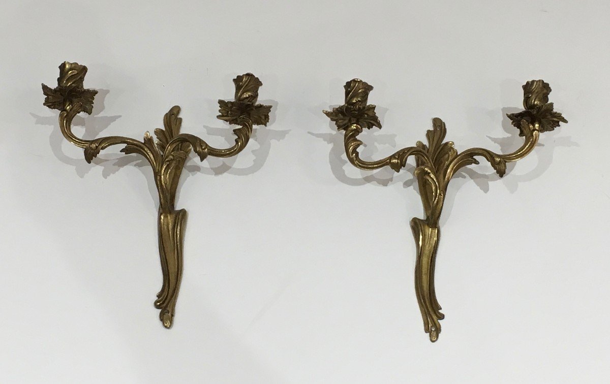 Paire d'Appliques En Bronze De Style Louis XV. Travail Français. Vers 1950-photo-7