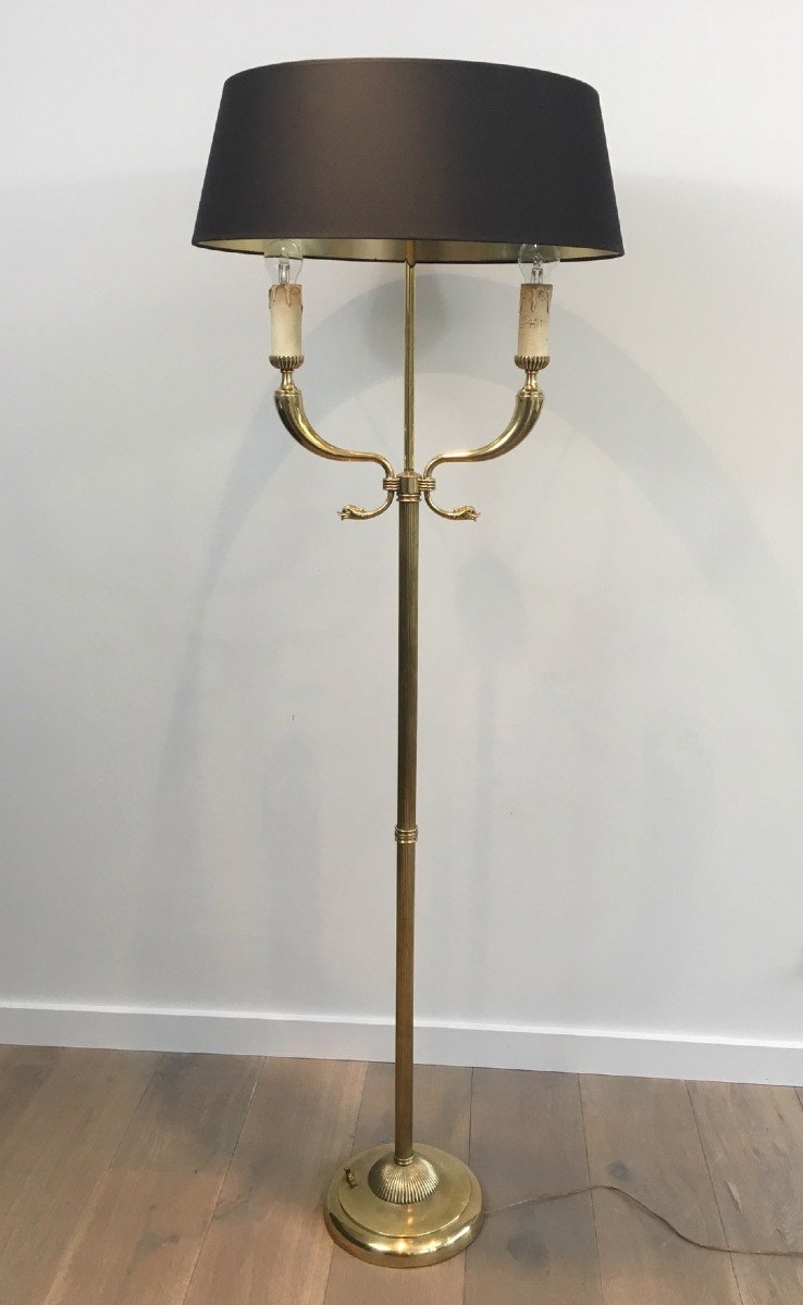 Maison Jansen. Dolphin Heads Brass Floor Lamp. French. Circa 1940-photo-4