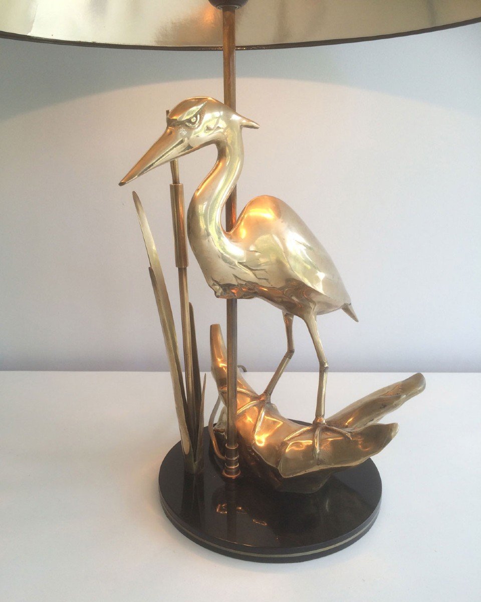 Fine Brass Heron Table Lamp. French. Circa 1970-photo-2