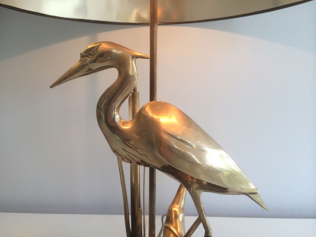 Fine Brass Heron Table Lamp. French. Circa 1970-photo-3